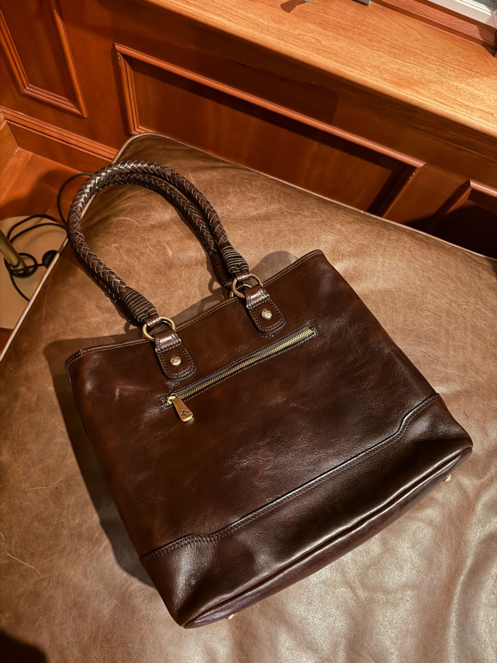 Patricia Nash Discovery Collection Lesina Woven Leather Tote – Chocolate - Picture 8 of 11